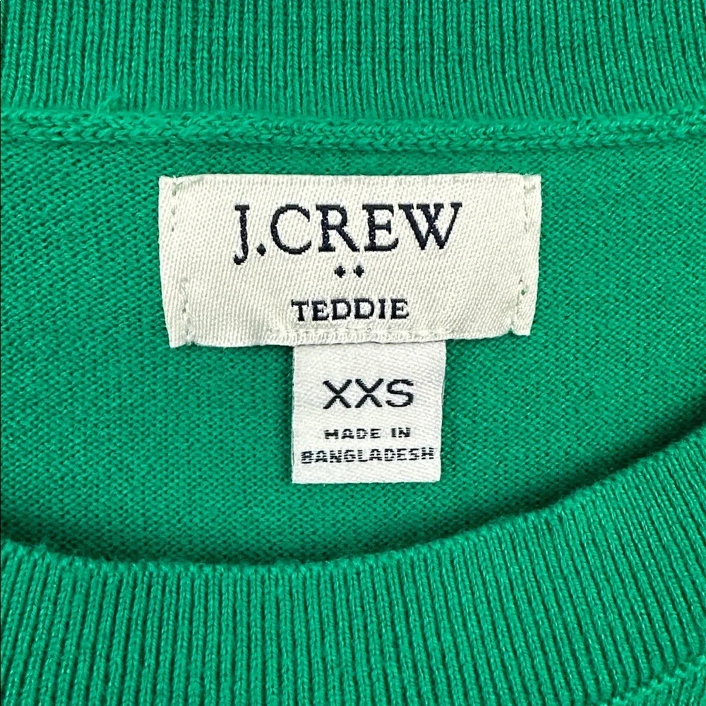 J. Crew Teddie 100% Cotton Crewneck Sweater Kelly Green Sz XXS